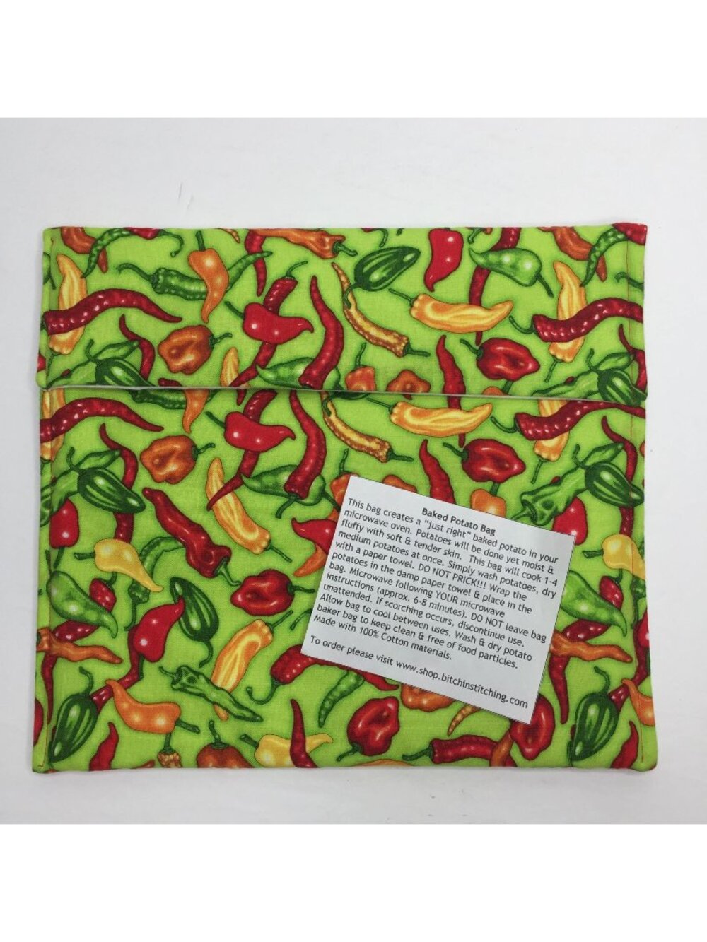 Microwave Baked Potato Bag Spicy Pepper Print 100% Cotton 10.5"x10" Handmade